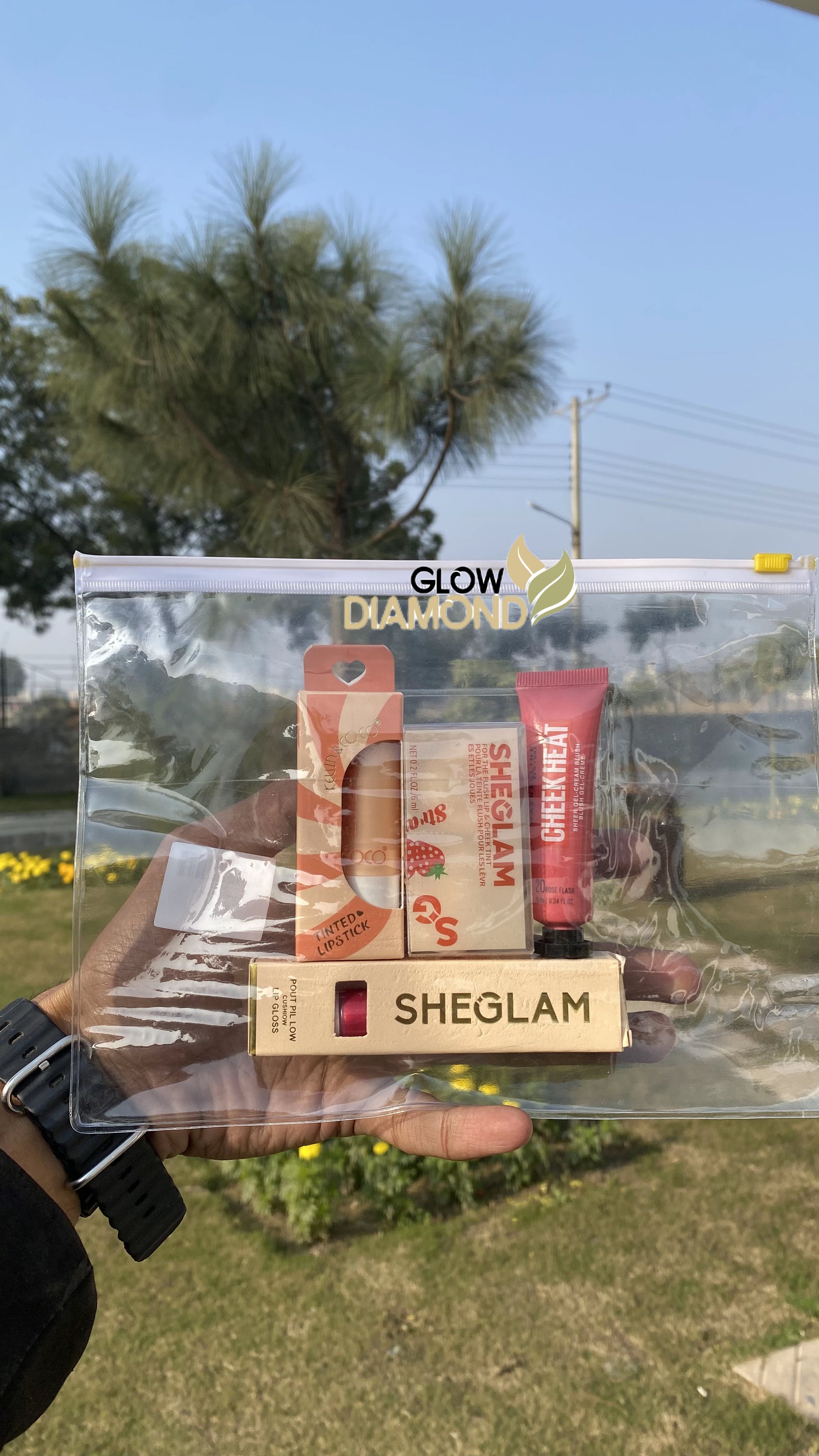 Deal No 6. Sheglam Pout Pillow Lip Gloss+Sheglam Lip & Cheek Tint+Kevin&Coco - TINTED LIPSTICK and MAYBELLINE-Cheek Heat Gel Cream Blush - Rose Flush