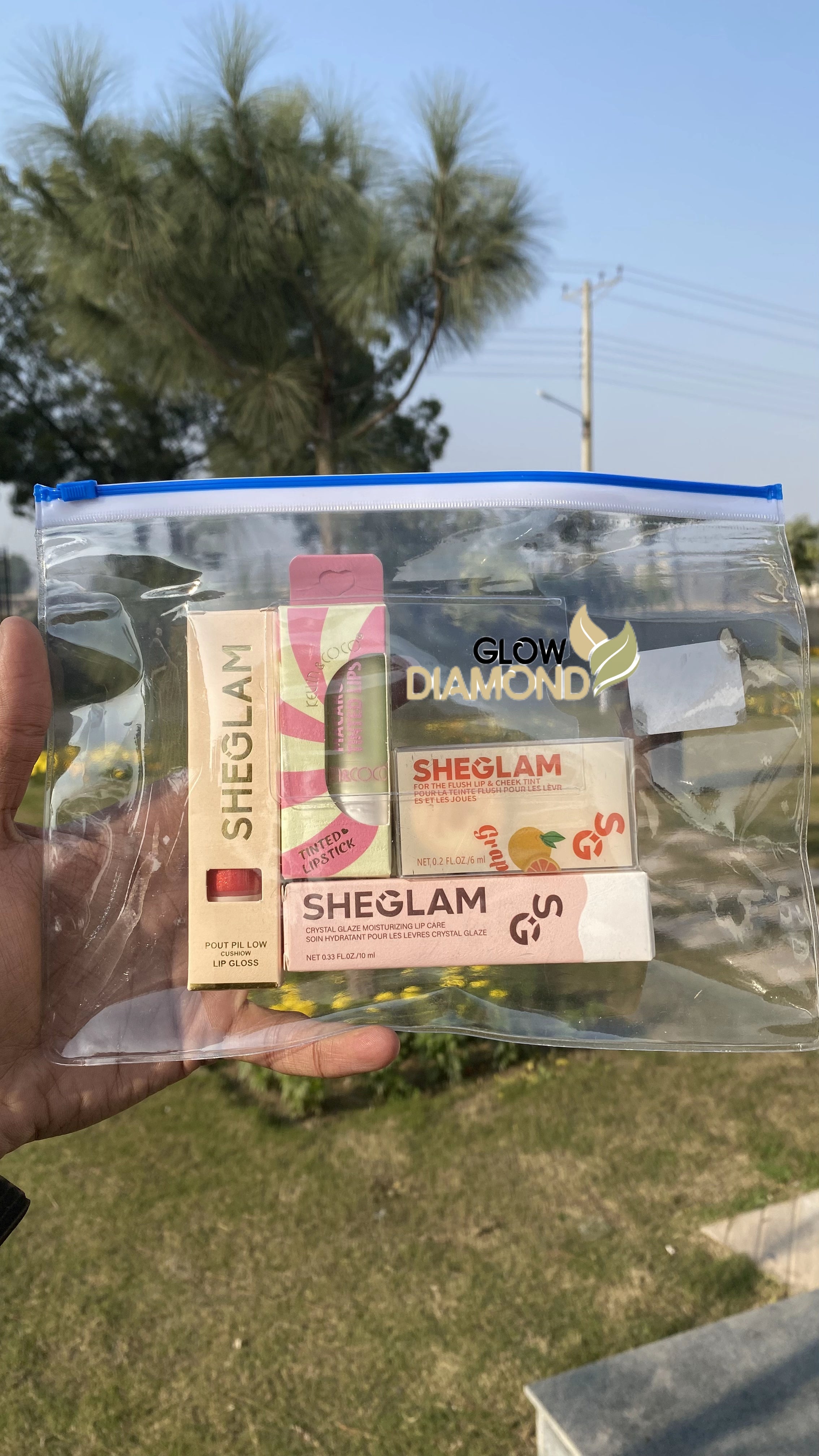 Deal No 13. Sheglam Pout Pillow Lip Gloss+Sheglam Lip & Cheek Tint+Kevin&Coco - TINTED LIPSTICK and Sheglam Crystal Glaze Moisturizing Lip Care