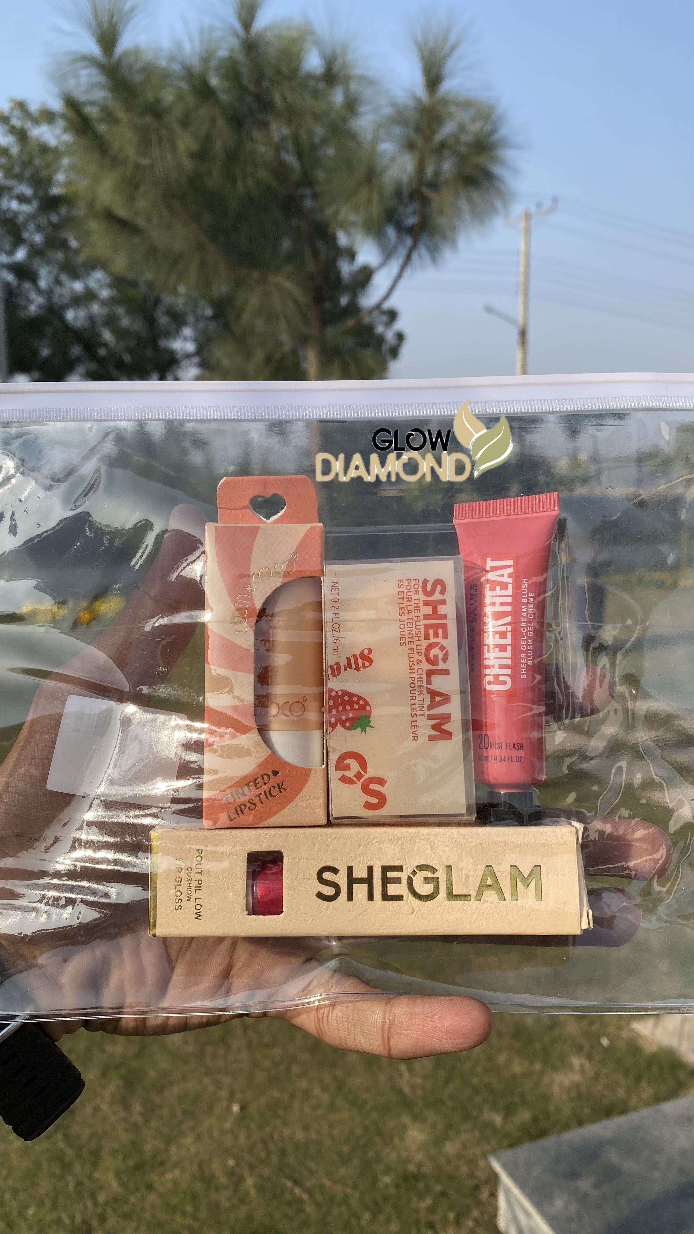 Deal No 6. Sheglam Pout Pillow Lip Gloss+Sheglam Lip & Cheek Tint+Kevin&Coco - TINTED LIPSTICK and MAYBELLINE-Cheek Heat Gel Cream Blush - Rose Flush